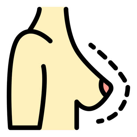 Breast female correction icon. Outline breast female correction vector icon color flat isolatedのイラスト素材