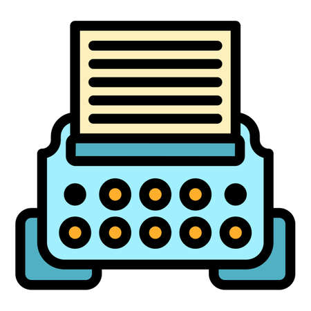 Typewriter icon. Outline typewriter vector icon color flat isolatedのイラスト素材