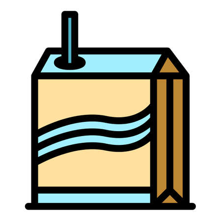 Fresh juice pack icon. Outline fresh juice pack vector icon color flat isolatedのイラスト素材