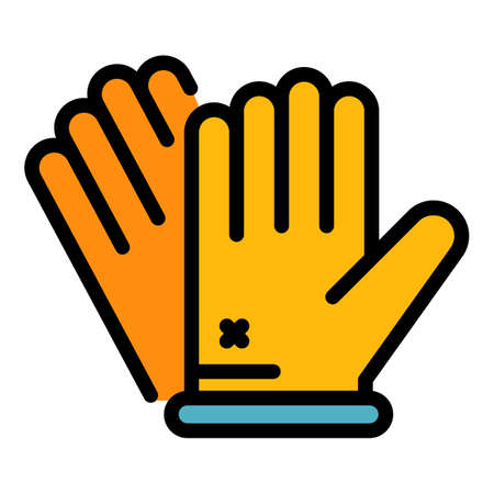 Cleaning gloves icon. Outline cleaning gloves vector icon color flat isolatedのイラスト素材