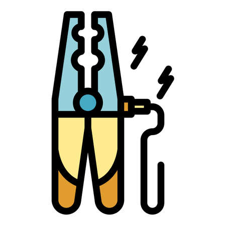 Battery jumper icon. Outline battery jumper vector icon color flat isolatedのイラスト素材