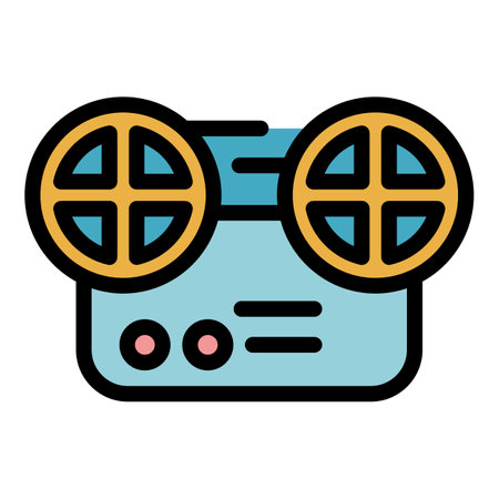 Video projector icon. Outline video projector vector icon color flat isolatedのイラスト素材