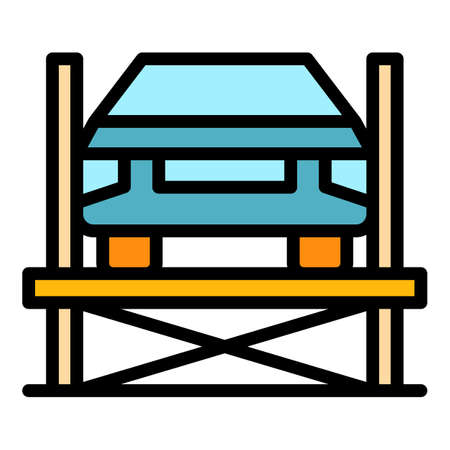 Car repair service icon. Outline car repair service vector icon color flat isolatedのイラスト素材