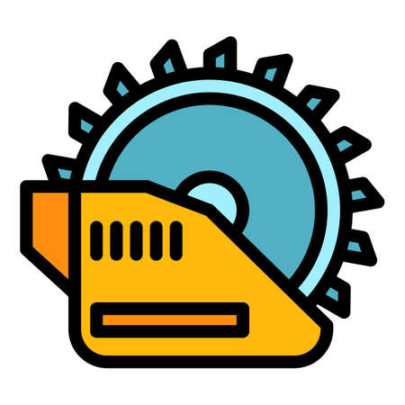 Electric circular saw icon. Outline electric circular saw vector icon color flat isolatedのイラスト素材