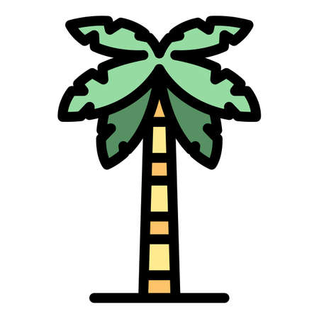 Summer palm tree icon. Outline summer palm tree vector icon color flat isolatedのイラスト素材