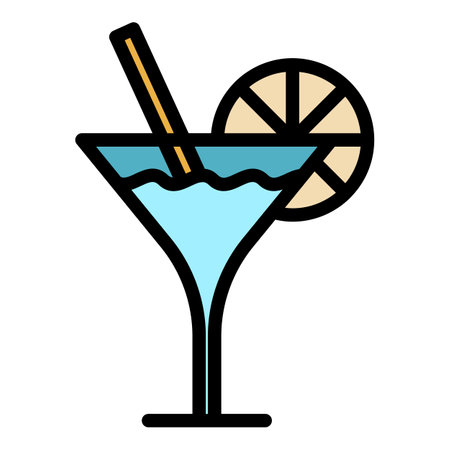 Beach cocktail icon. Outline beach cocktail vector icon color flat isolatedのイラスト素材