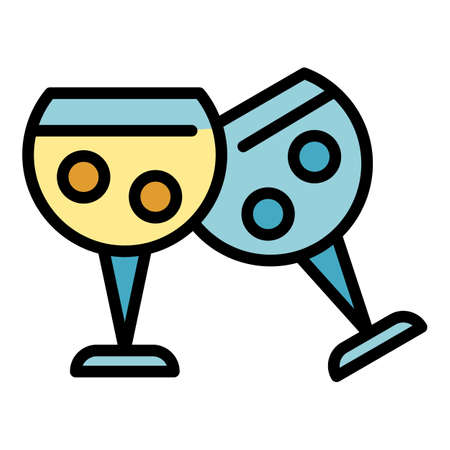 Cheers glasses icon. Outline cheers glasses vector icon color flat isolatedのイラスト素材