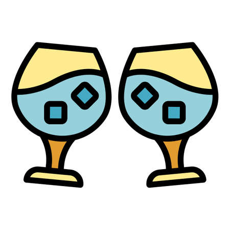 Cheers wine icon. Outline cheers wine vector icon color flat isolatedのイラスト素材