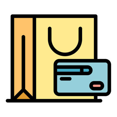 Debit card shop icon. Outline debit card shop vector icon color flat isolatedのイラスト素材