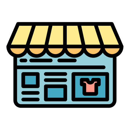 Clothes shop icon. Outline clothes shop vector icon color flat isolatedのイラスト素材