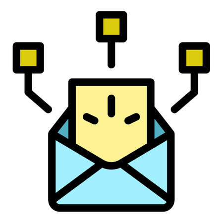 Email marketing icon. Outline email marketing vector icon color flat isolatedのイラスト素材