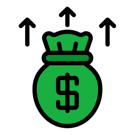 Raise profit icon. Outline raise profit vector icon color flat isolatedのイラスト素材
