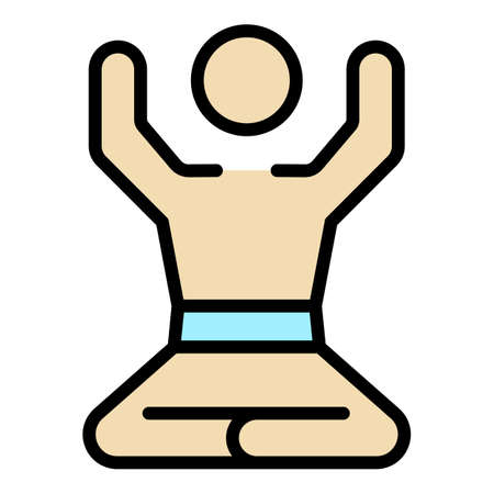 Morning meditation icon. Outline morning meditation vector icon color flat isolatedのイラスト素材