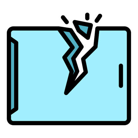 Broken tablet icon. Outline broken tablet vector icon color flat isolatedのイラスト素材