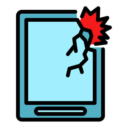 Crash tablet device icon. Outline crash tablet device vector icon color flat isolatedのイラスト素材