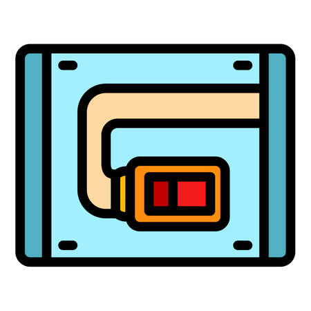 Tablet setting icon. Outline tablet setting vector icon color flat isolatedのイラスト素材