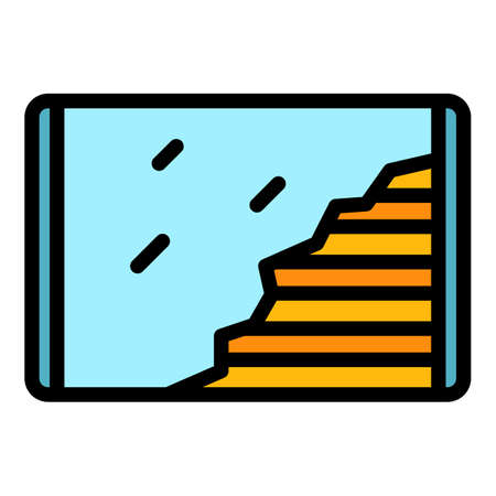 Broken display tablet icon. Outline broken display tablet vector icon color flat isolatedのイラスト素材