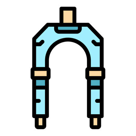 Bicycle repair suspension fork icon. Outline bicycle repair suspension fork vector icon thin line color flat on whiteのイラスト素材