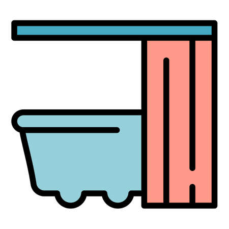 Shower curtain water icon. Outline shower curtain water vector icon color flat isolatedのイラスト素材