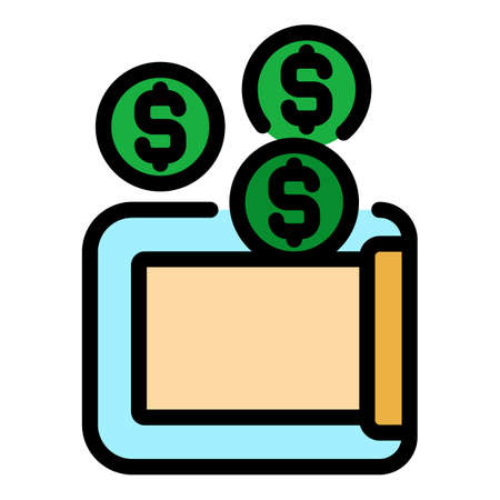 Website monetization icon. Outline website monetization vector icon color flat isolatedのイラスト素材