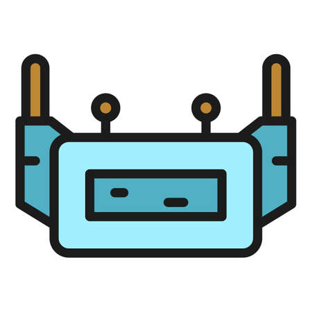 Wifi router icon. Outline wifi router vector icon color flat isolatedのイラスト素材