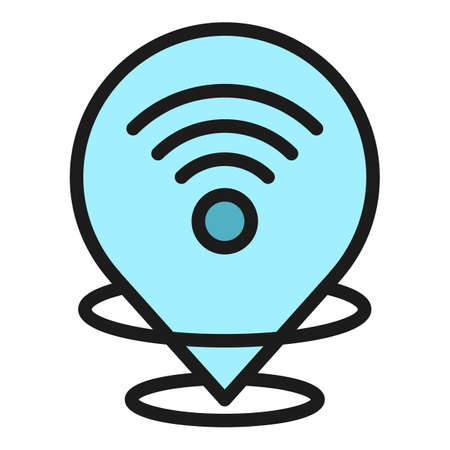 Wifi point icon. Outline wifi point vector icon color flat isolatedのイラスト素材