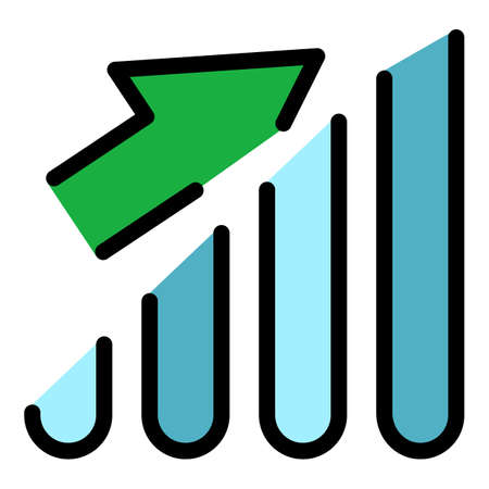 Grow internet speed icon. Outline grow internet speed vector icon color flat isolatedのイラスト素材