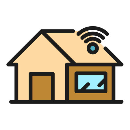 Home wifi icon. Outline home wifi vector icon color flat isolatedのイラスト素材