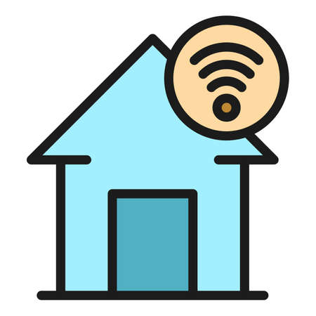 House wifi icon. Outline house wifi vector icon color flat isolatedのイラスト素材