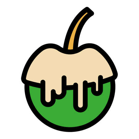 Glazed cherry icon. Outline glazed cherry vector icon color flat isolatedのイラスト素材