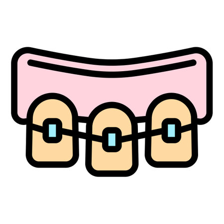 Stomatology braces icon. Outline stomatology braces vector icon color flat isolatedのイラスト素材