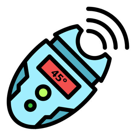 Electric thermometer icon. Outline electric thermometer vector icon color flat isolatedのイラスト素材