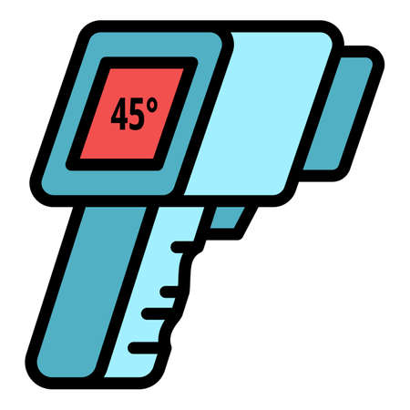 Gun thermometer icon. Outline gun thermometer vector icon color flat isolatedのイラスト素材