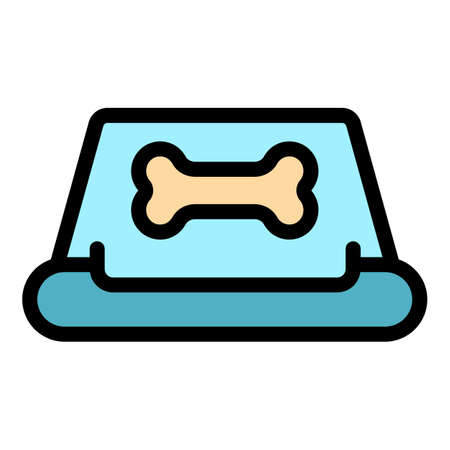 Dog dish icon. Outline dog dish vector icon color flat isolatedのイラスト素材
