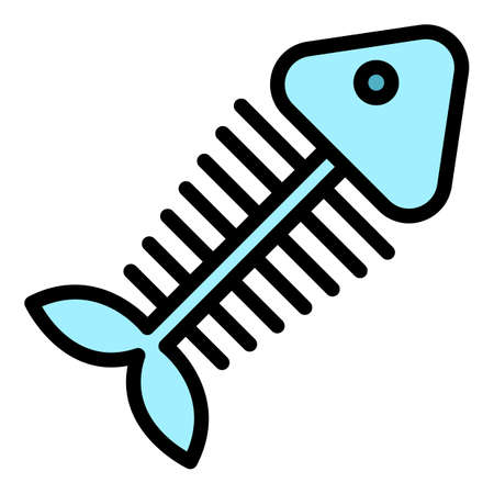 Fish bone icon. Outline fish bone vector icon color flat isolatedのイラスト素材