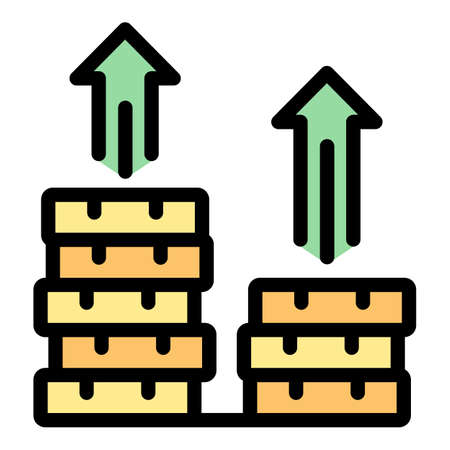 Money raise icon. Outline money raise vector icon color flat isolatedのイラスト素材
