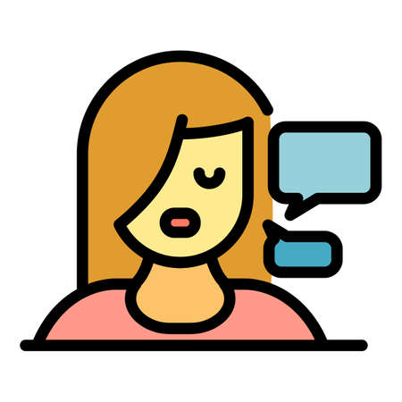 School discussion icon. Outline school discussion vector icon color flat isolatedのイラスト素材