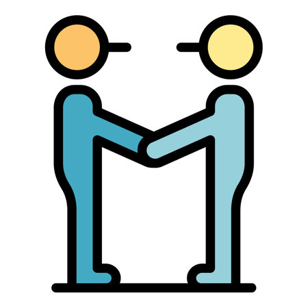 Handshake friend discussion icon. Outline handshake friend discussion vector icon color flat isolatedのイラスト素材