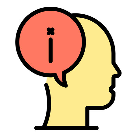 Info mind discussion icon. Outline info mind discussion vector icon color flat isolatedのイラスト素材