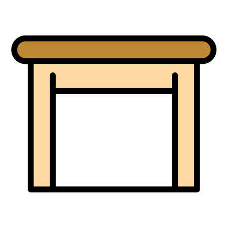 Wooden table icon. Outline wooden table vector icon color flat isolatedのイラスト素材