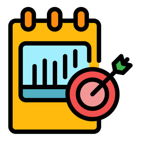 Calendar target credibility icon. Outline calendar target credibility vector icon color flat isolatedのイラスト素材