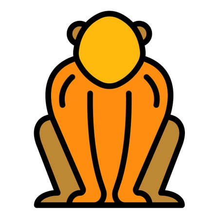 Gibbon primate icon. Outline gibbon primate vector icon color flat isolatedのイラスト素材