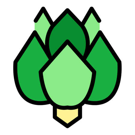 Botanical artichoke icon. Outline botanical artichoke vector icon color flat isolatedのイラスト素材