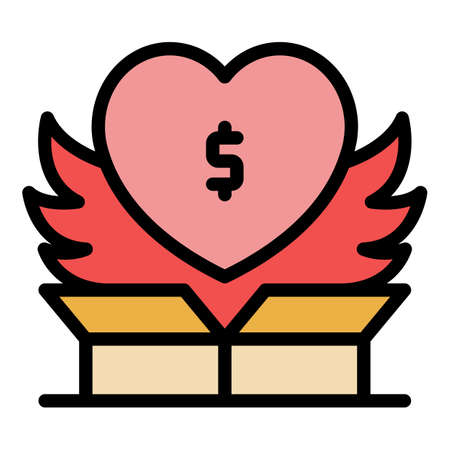 Heart care donate icon. Outline heart care donate vector icon color flat isolatedのイラスト素材