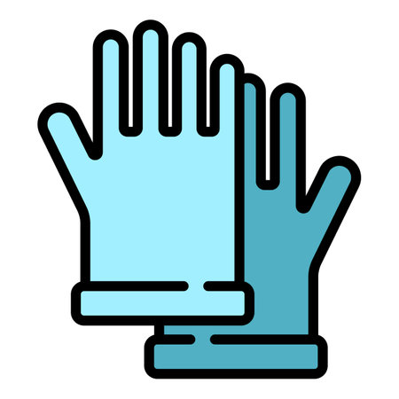 Rubber medical gloves icon. Outline rubber medical gloves vector icon color flat isolatedのイラスト素材