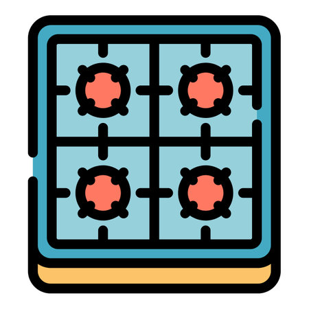 Burning gas stove icon. Outline burning gas stove vector icon color flat isolatedのイラスト素材