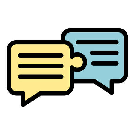 Business collaboration chat conversation icon. Outline business collaboration chat conversation vector icon color flat isolatedのイラスト素材