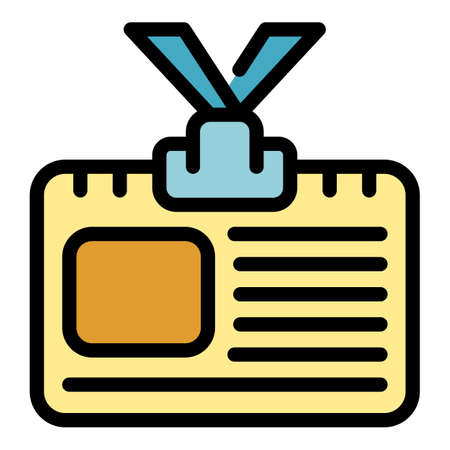 Business collaboration id card icon. Outline business collaboration id card vector icon color flat isolatedのイラスト素材