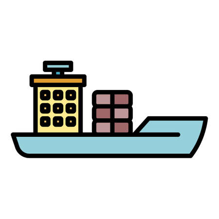 Heavy vessel icon. Outline heavy vessel vector icon color flat isolatedのイラスト素材
