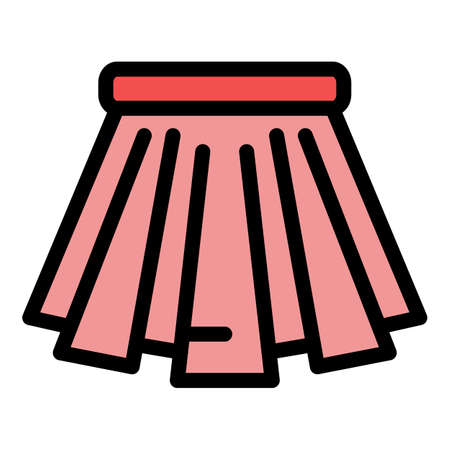 Student uniform skirt icon. Outline student uniform skirt vector icon thin line color flat on whiteのイラスト素材